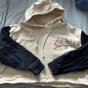 Women’s Cream and navy Hoodie with Pink Logo